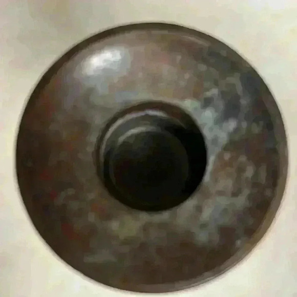 2 Vintage 1970's  Brass Candle Holders/Candlesticks Green, Tan & Rose Colored - Picture 4 of 6